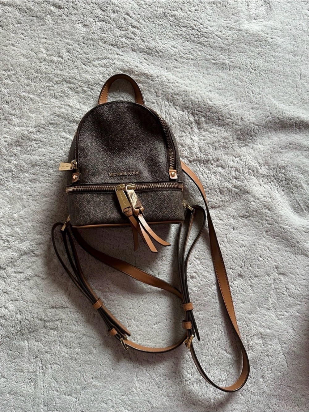 Michael Kors Brown Logo Mini Backpack
